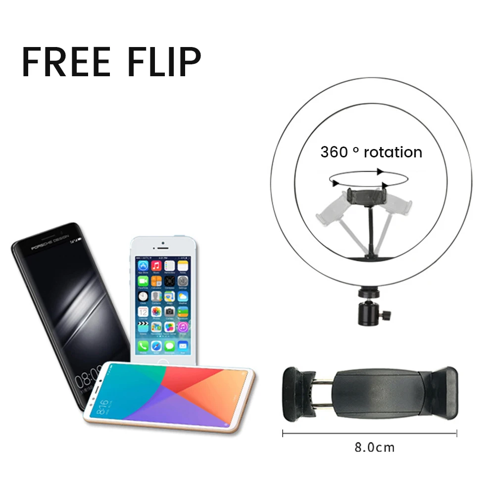 Кольцевой светильник для селфи 10 дюймов штатив 26 см портативный с пультом