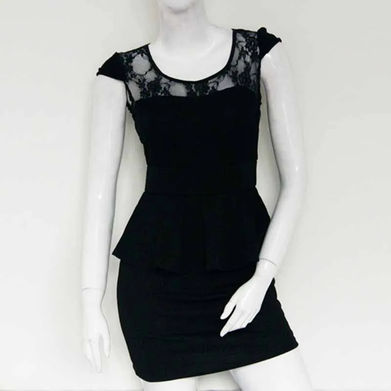 Женское офисное кружевное платье в стиле пэчворк черное красное женское рабочее