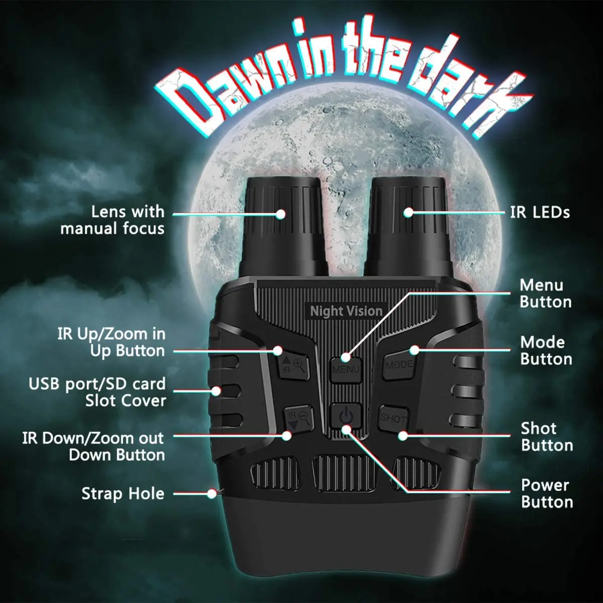 Бинокль ночного видения инфракрасный цифровой прибор 960P 2 31 дюймов цветной