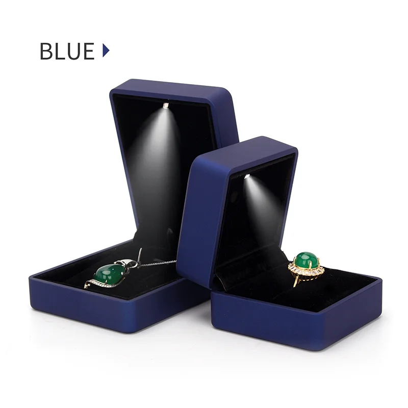 

Шкатулка для хранения ювелирных изделий, коробка с синими светодиодами для демонстрации женских ожерелий, сережек, свадебных колец, подвес...
