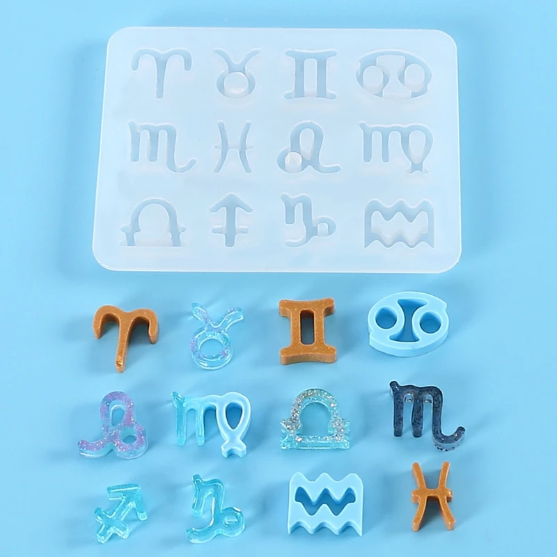 

12 Horoscopes Epoxy Resin Mold Pendants Keychain Silicone Mould DIY Crafts Jewelry Casting Tools