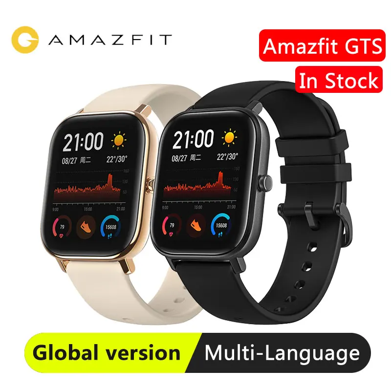 В наличии глобальная версия Huami Amazfit GTS Смарт часы GPS Smartwatch 5ATM водонепроницаемые
