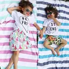 Футболки с надписью Best Friend для мальчиков и девочек, летняя футболка с коротким рукавом, Детские топы для малышей, одежда унисекс, модная одежда