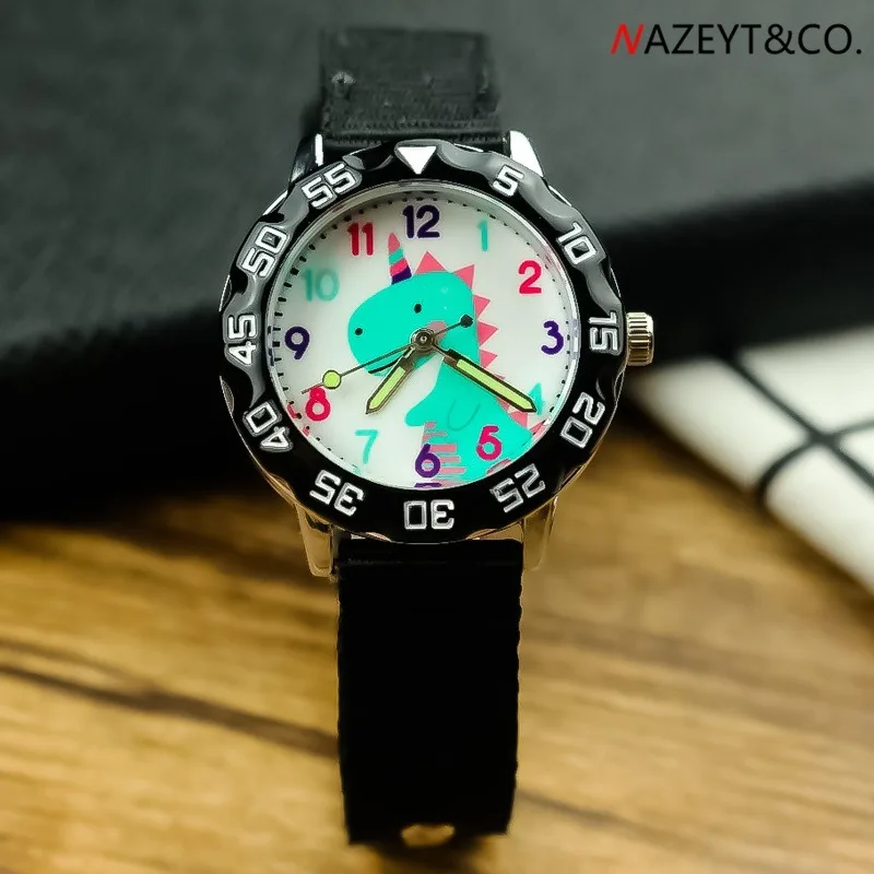 2021Best-selling 3D Детские Мультяшные кварцевые часы для мальчиков и девочек, милые нейлоновые спортивные часы с динозавром