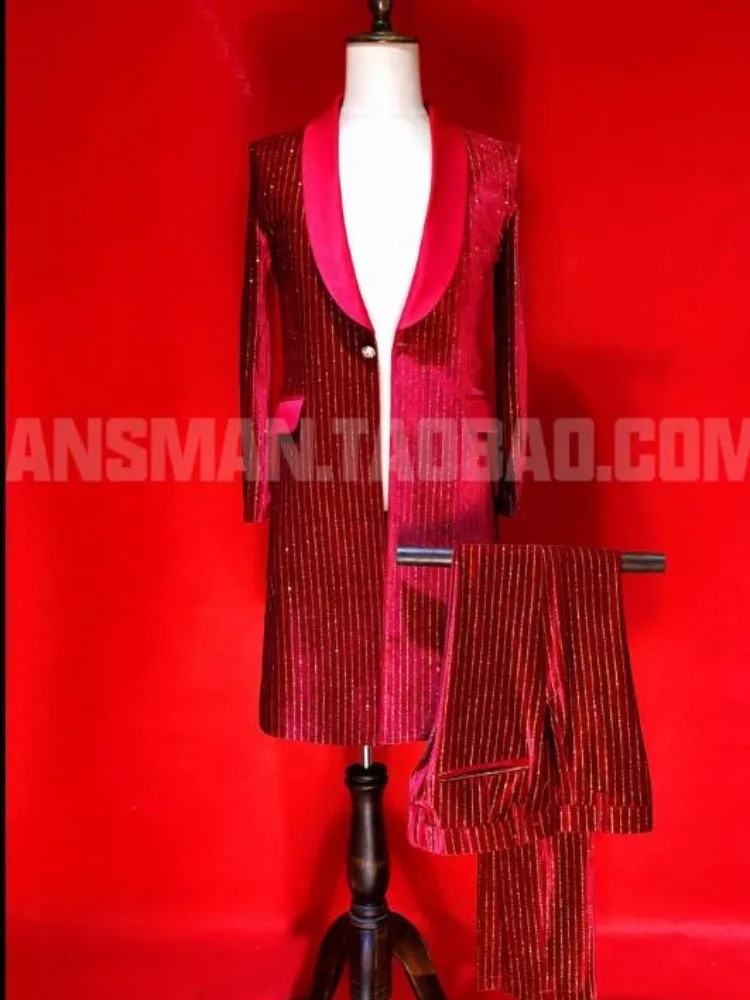 Новинка 2021 повседневный костюм певицы для ночного клуба бархатный длинный