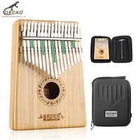 gecko kalimba thumb piano 17 keys bamboo body musical instrument with eva case learning book tune hammer