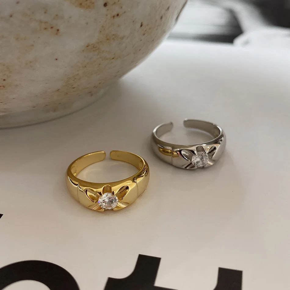 

Серебряные ювелирные изделия из серебра 925 пробы с блестящим цирконием, 18 к золотом, 4A +, кольца-солитер с круглыми звездами, звездообразные к...