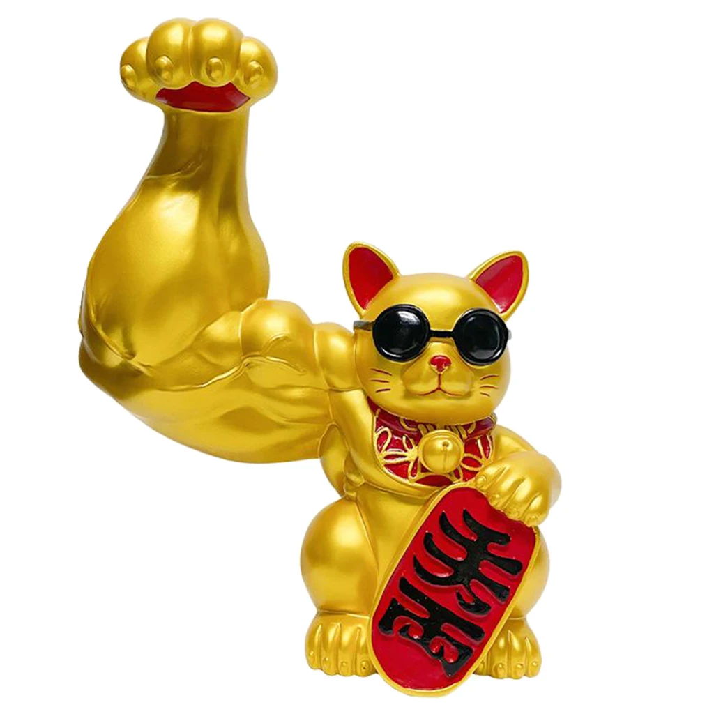 

Resin Muscle Arm Lucky Cat Figurines Shop Bar Decoration Ornaments Arts