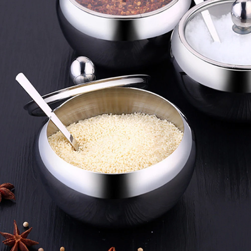 Миска для специй из нержавеющей стали банка сахара зерновая чаша в форме