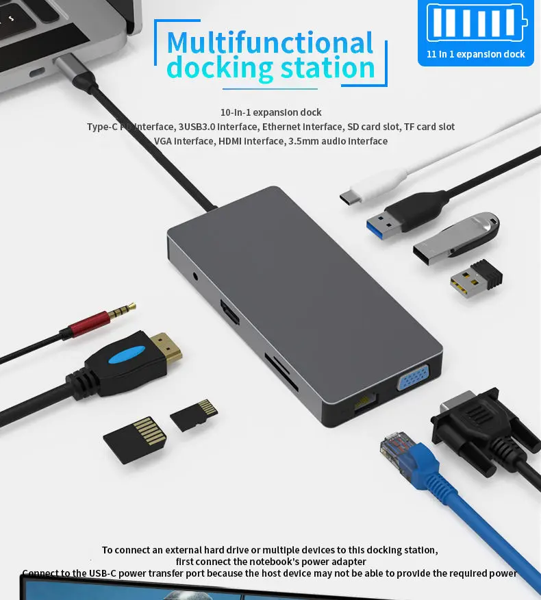 10 в 1 USB Расширительная док станция USB3.0 SD TF HDMI VGA 3 5 мм аудио Ethernet интерфейс для huawei