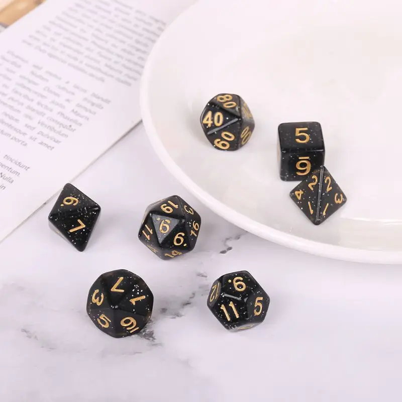 7 шт./компл. акриловые многогранные кубики для трпг Настольная игра DND D4 D20