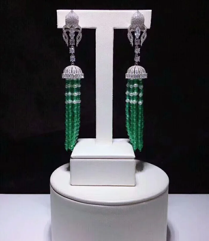 one pair green jade Spider insect tassel earrings faceted 4*2mm wholesale beads nature | Украшения и аксессуары