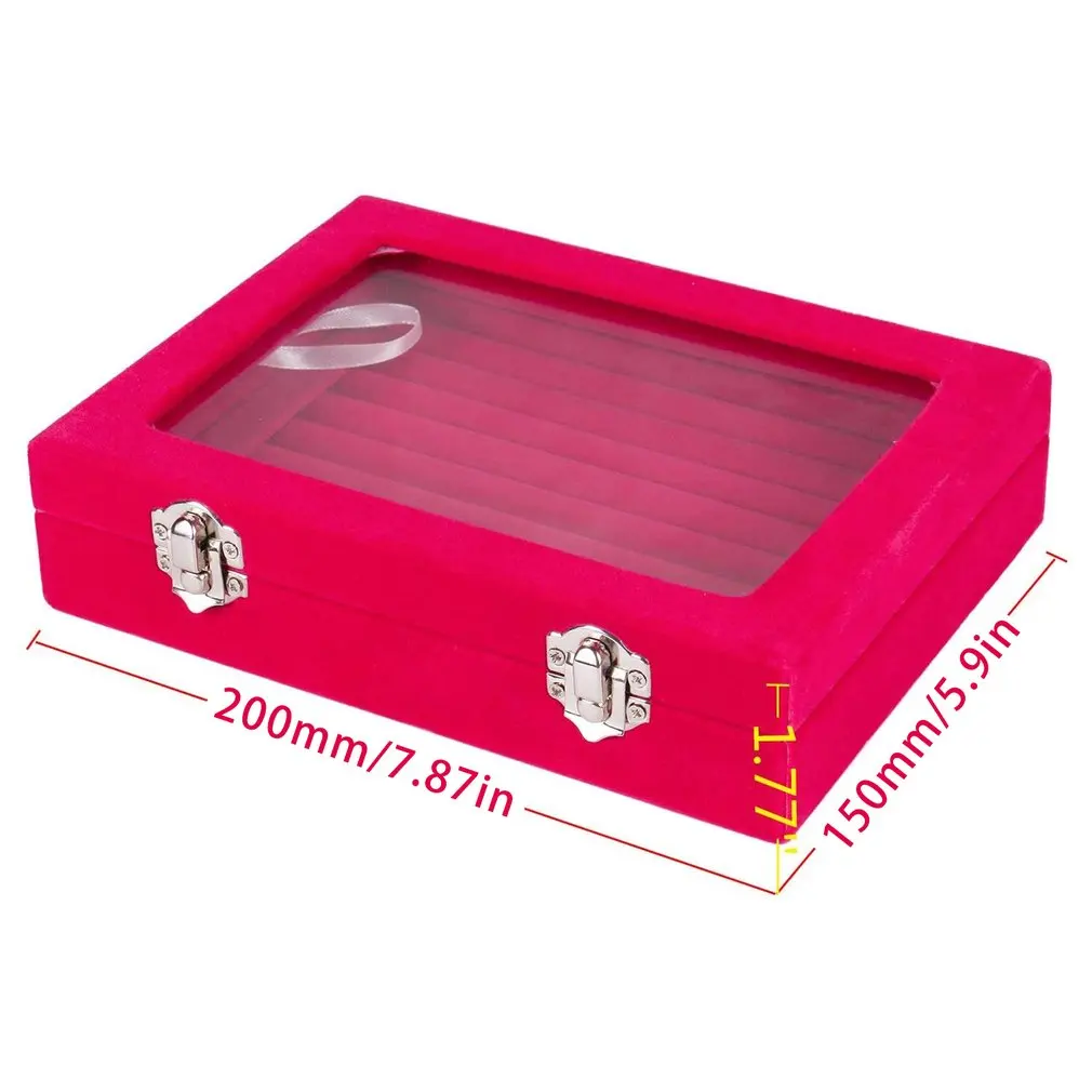 

Earring Storage Case Display Case Box Earring Ring Organizer Jewellery Tray Cufflink Storage Showcase With Clear Glass Lid