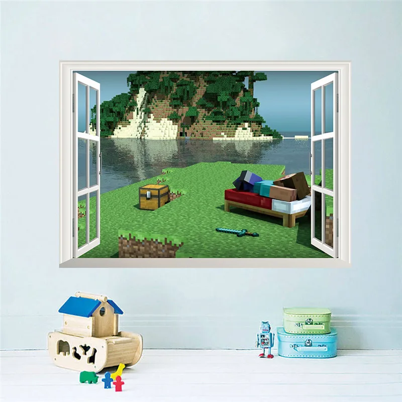 

Cartoon Wall Stickers For Kids Rooms Children 3d window Bedroom Poster Home Decor Wall Decals Poster Mural