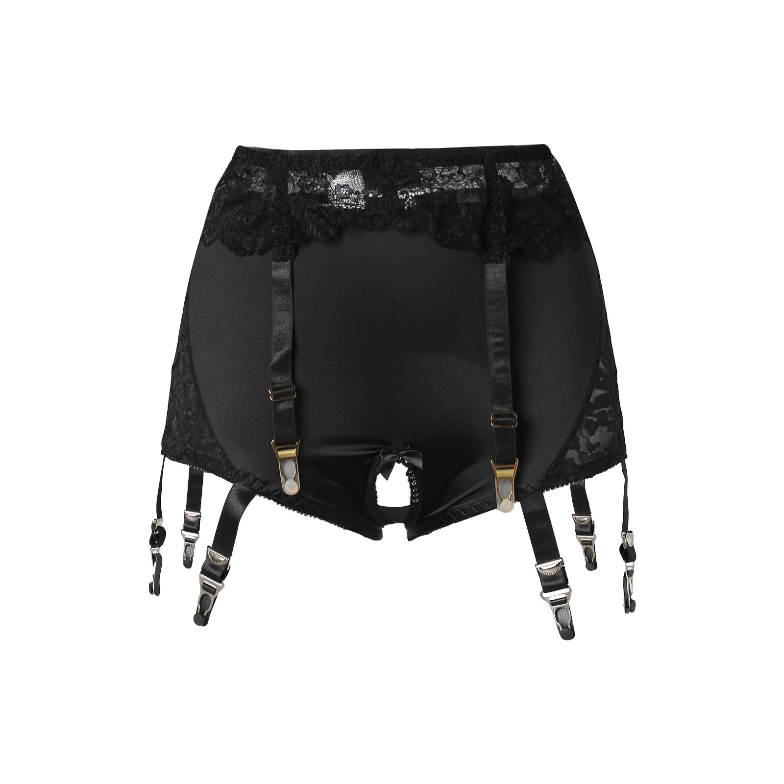 

Women Sexy Close-fitting Lingerie, High Waist Lace See-through Garter Panties, Black/ Red/ White