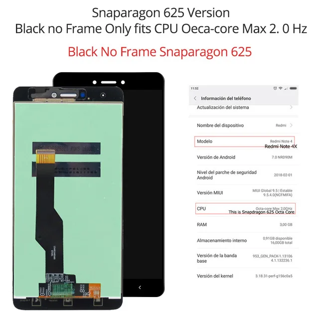 Black LCD Snapdragon Для 5," Xiaomi Redmi Note 4X Snapdragon 625 и MediaTek MTK Helio X20 версия ЖК-экран+ сенсорная панель - Цвет: Black LCD Snapdragon