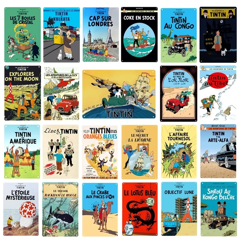 Приключения Тинтин и собака мультфильм живопись плакат винтажный Декор