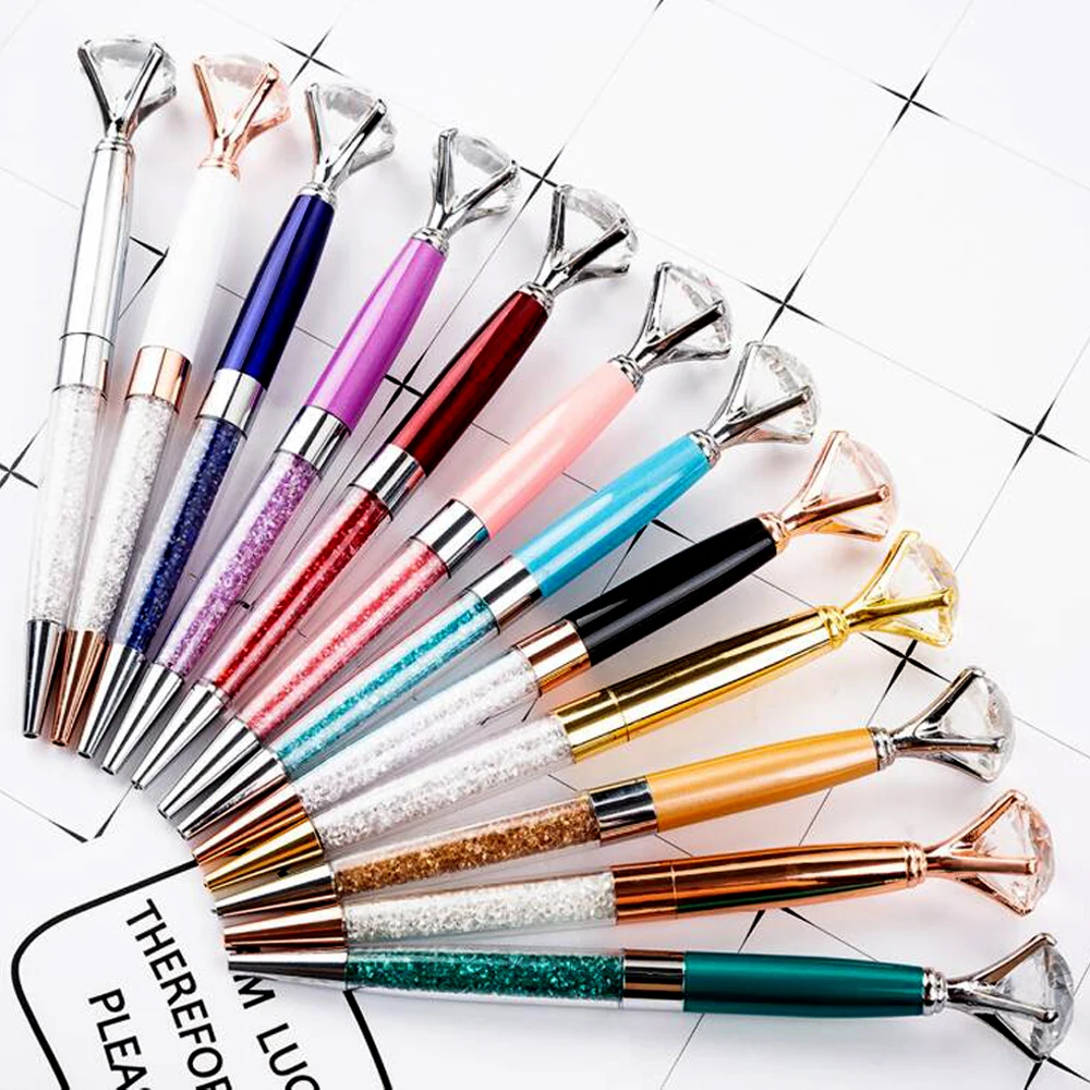 

100 шт./лот 12 цветов шариковая ручка с кристаллами креативная кавайная металлическая шариковая ручка для письма канцелярские принадлежности...
