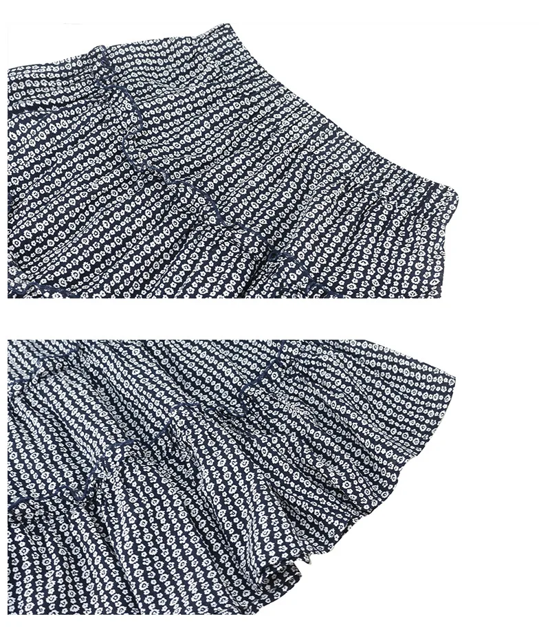 

Summer Black Floral Print Mini Women Skirt Cascading Ruffles Empire Pleated Lady Skirt
