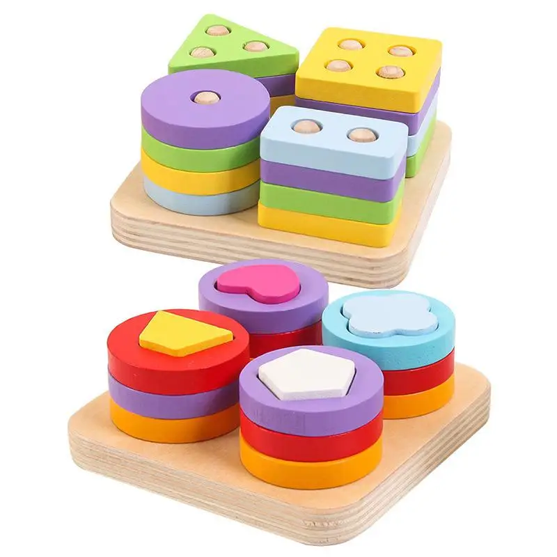 

Детская развивающая деревянная четырехколонная геометрическая форма с распознаванием цветов для раннего развития обучающие игрушки