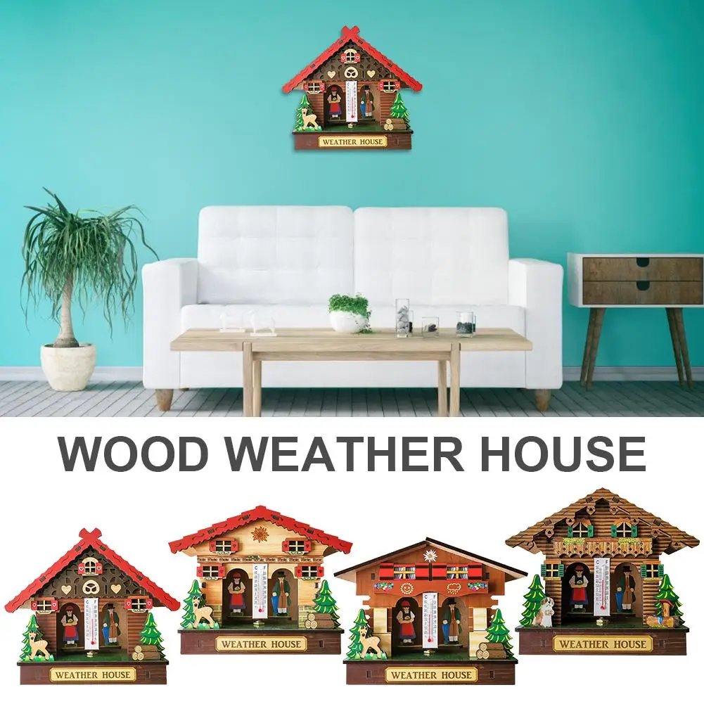 Деревянный домик барометр термометр и гигрометр украшение для дома настенные