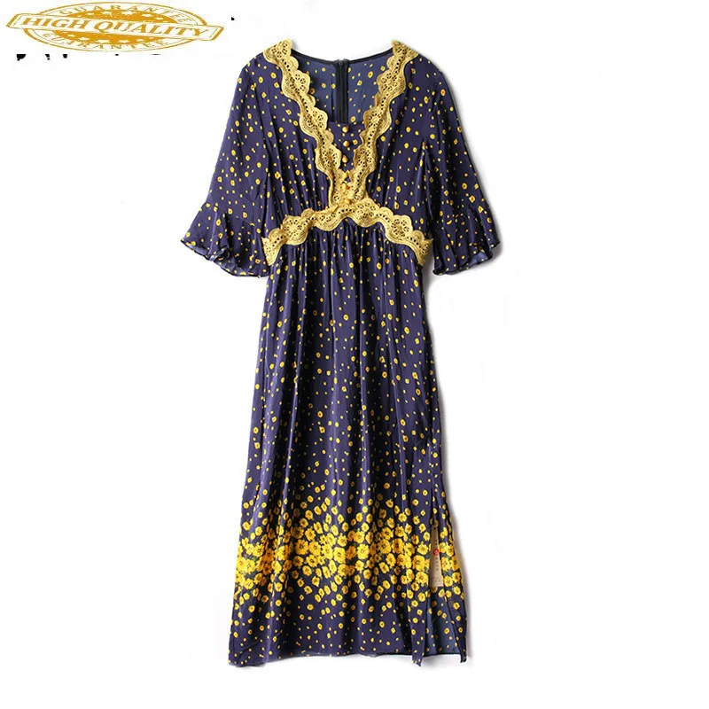 Женское летнее платье из натурального шелка корейское модное пляжное Элегантное