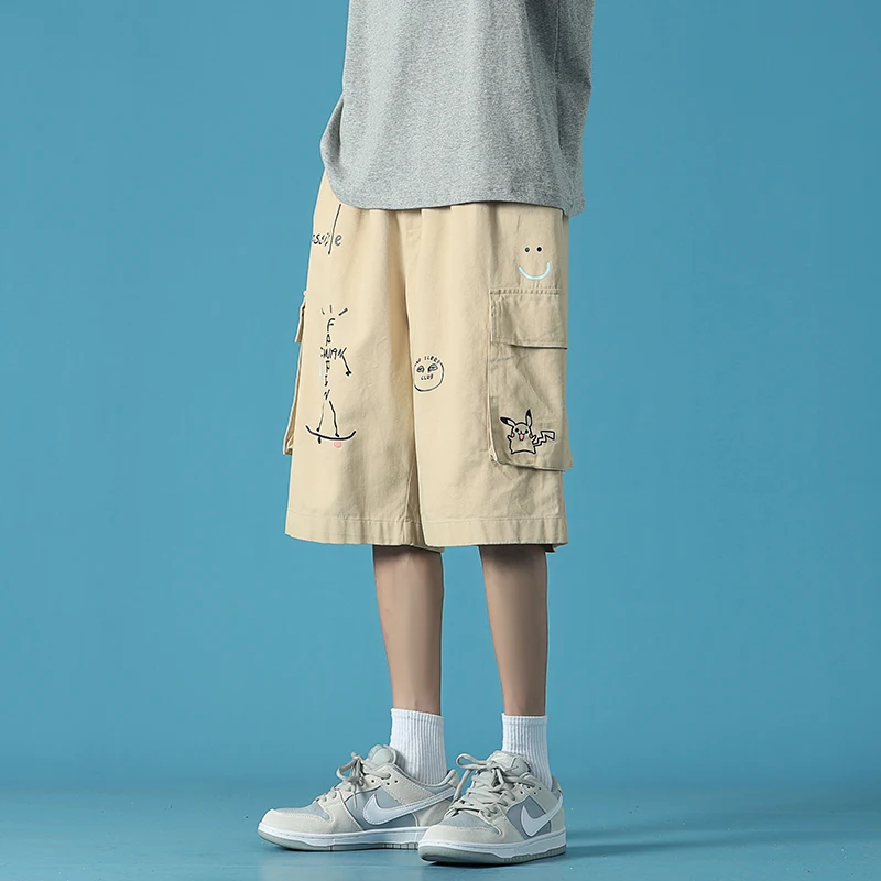 

Summer shorts Men's Sport Loose Cropped Trousers Men Outdoor Loose Fishing Pants Quick Dry Man Runing Fishing Shorts Five Pants