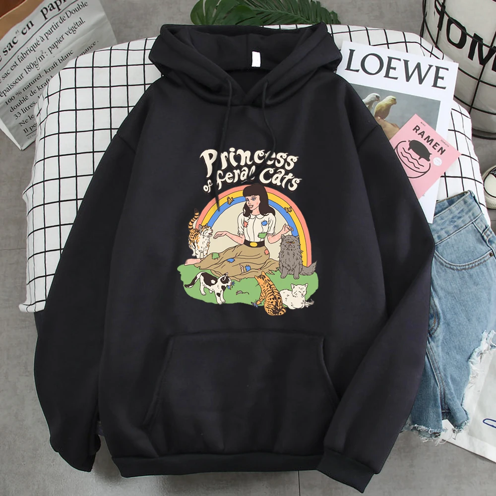 

Sweatshirts Princess Of Cat Cartoon Printed Hoody For Man Fleece Casual Men Punk Hoodie Harajuku Fashion Mens Street Hoodies