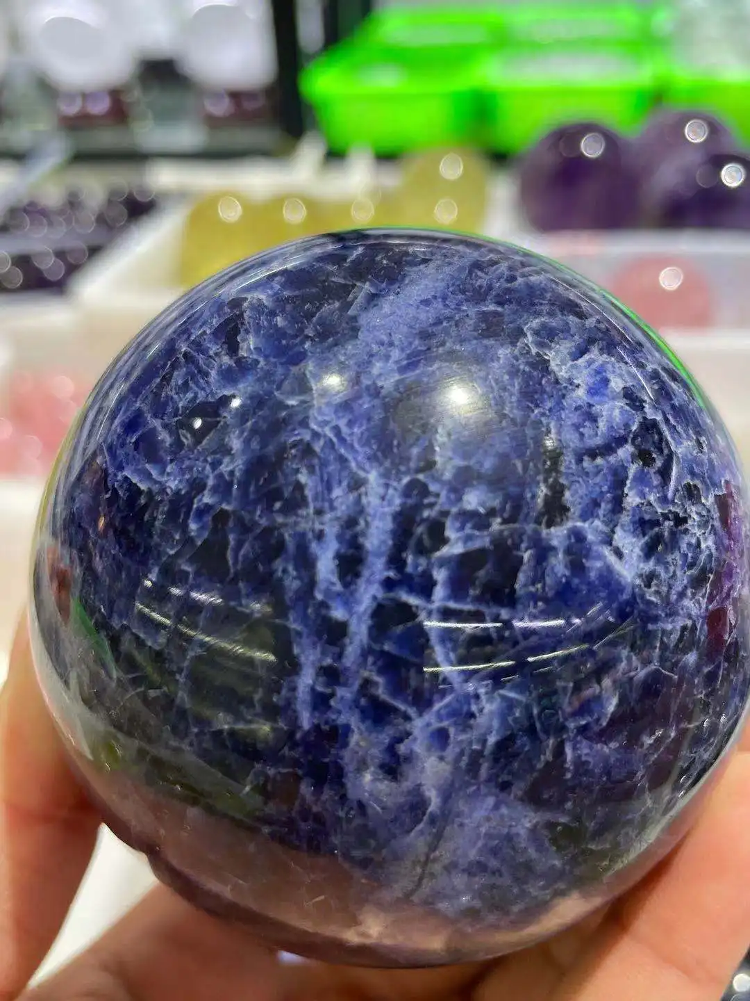 

40-100mm natural blue grain crystal ball large crystal healing stone