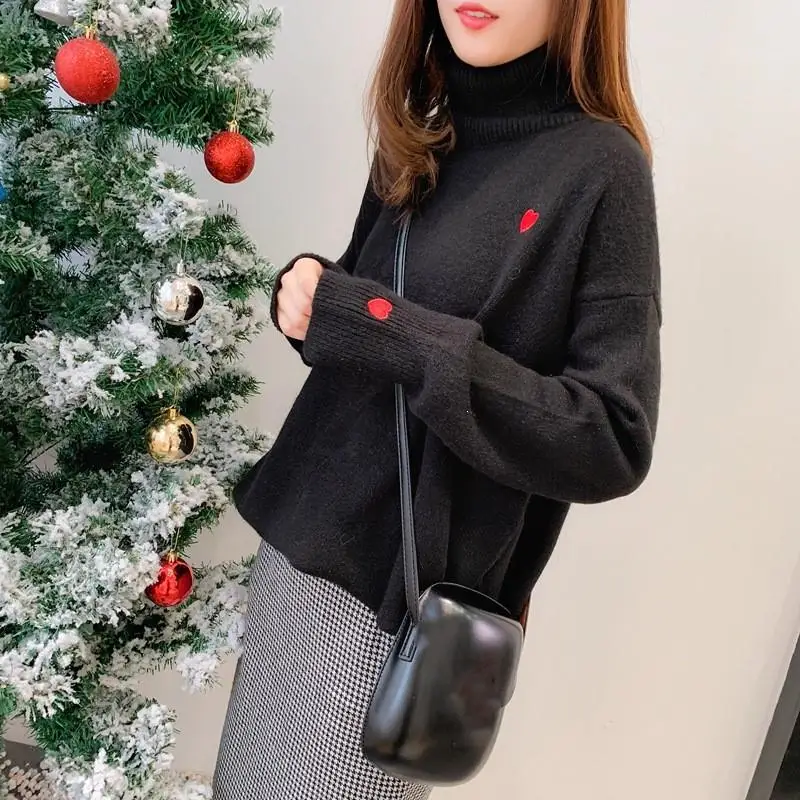 2019 пуловер с высоким воротом женский зимний свитер Корейская повседневная