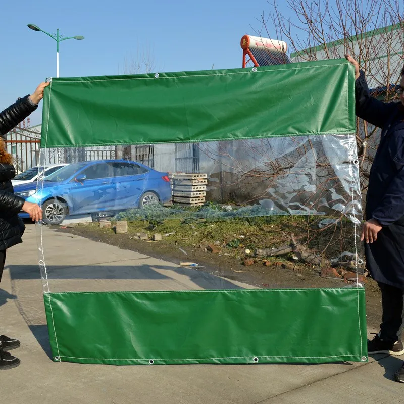 Фото Outdoor Transparent Tarpaulin Colour Splice Waterproof Cloth 0.3MM Sunscreen Windshield PVC Tarp Restaurant Rain Curtain №3