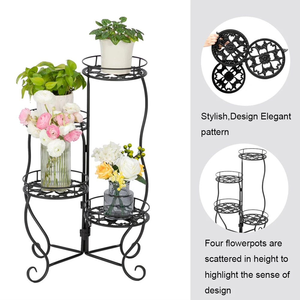 

28.3 Inch Mental Flower Rack Plant Stand Multi Flower Stand Shelves Bonsai Display Shelf Yard Garden Patio Balcony Flower Stands