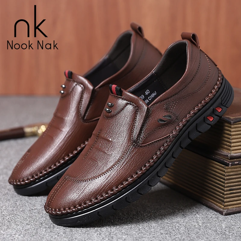 

Nooknak 2021 Lightweight Comfortable Foot Loafers Hand-made Leather Breathable, Casual Leather Shoes for Men Size38-44