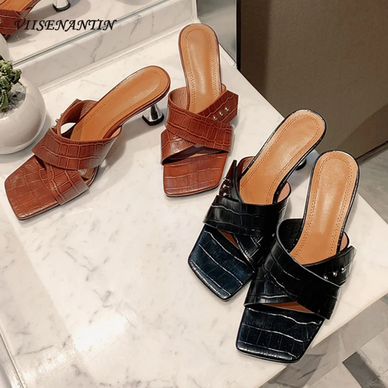 

Шлепанцы женские, на толстом каблуке, в стиле ретро