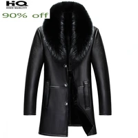 fox fur collar leather jacket men clothing wool liner tops winter mens sheepskin coat plus size 4xl chaqueta hombre zt5011