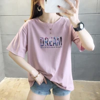 summer fashion womens pure cotton t shirt casual letter short sleeved t shirt blouse oversized shirts graphic tee