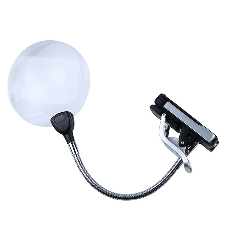 

Clip on Desktop Illuminated Magnifier Magnifying Glass Reading Loupe Metal Hose LED Lighted Lamp Top Desk Magnifier