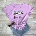 Цветная футболка с изображением призрака Бу и пчелы, забавная 100% Хлопковая женская футболка с графическим рисунком, уличный стиль, модная повседневная футболка унисекс, топ, футболка