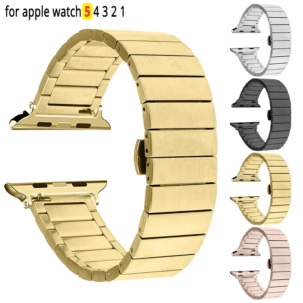 Ремешок из нержавеющей стали для apple watch band 44 мм 40 сменный Браслет смарт-часов iWatch