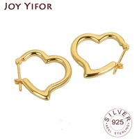 925 sterling silver earrings charm women trendy jewelry heart shape gold color retro party accessories gifts round gold earring