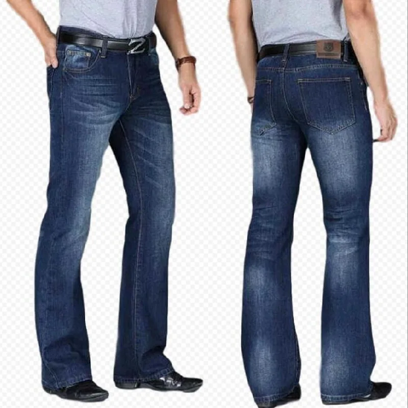 Джинсы клеш мужские большие расклешенные брюки свободные дизайнерские