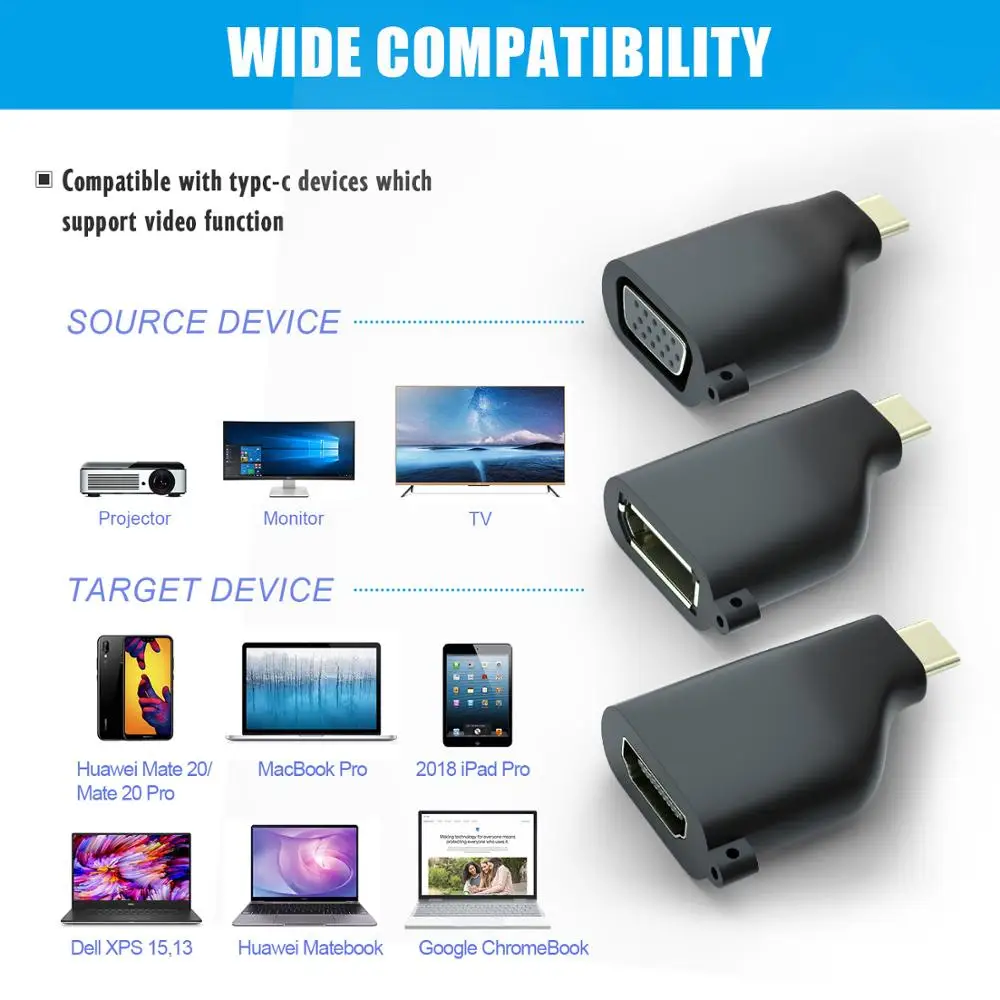 Переходник с type c на hdmi 4K * 2K displayport dp vga адаптер мини преобразователь размера для