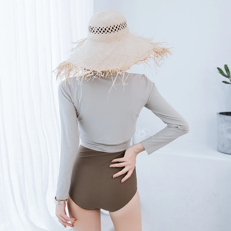 Женская купальная одежда цвета хаки цельный купальный костюм монокини с