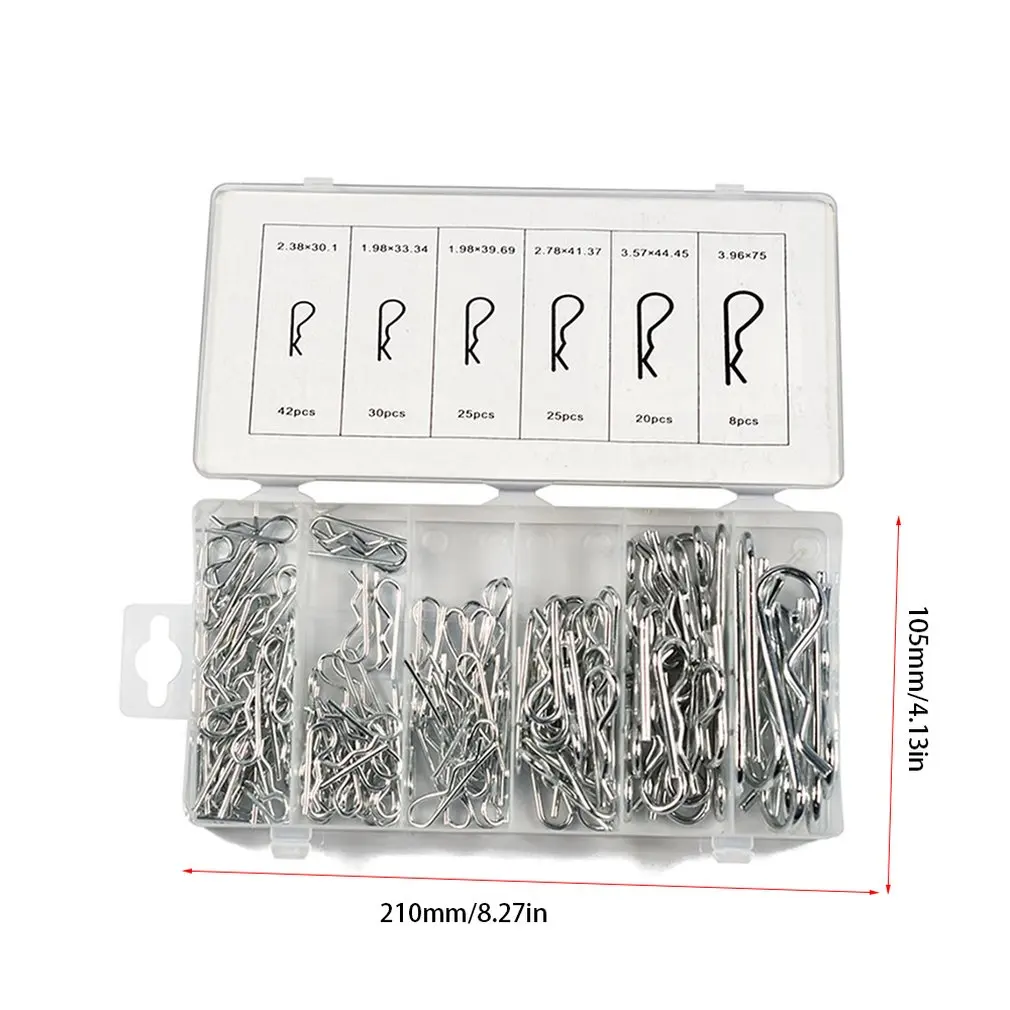 

150PCS/SET Anti-Rust Hair Pin Hitch Retaining R Clip Lynch Cotter Spring Assorted Kit Split Cotter Pins Kit Set Fastener Pins