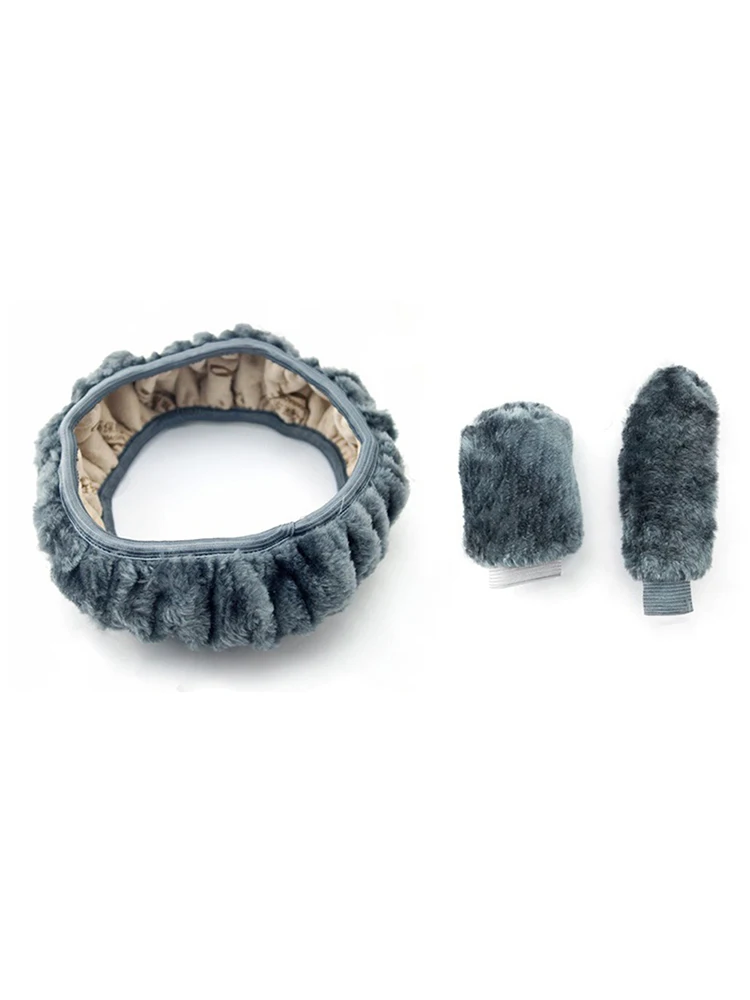 

3 Pcs/Set Car Interior Accessories Autumn Winter Universal Plush Gear Cover Hand Brake Cover Steering Wheel Cover