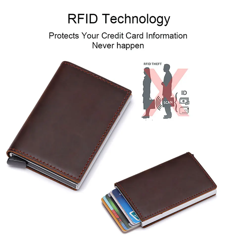 Rfid коровья натуральная кожа мужские кошельки Держатель для карт настроить мини кошелек волшебный кошелек сумка для денег мужской тонкий тройной бумажник Walet