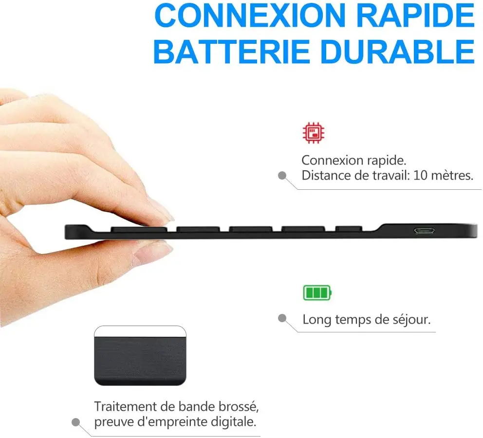 Клавиатура Zienstar AZERTY аккумуляторная с поддержкой Bluetooth и светодиодный Ной