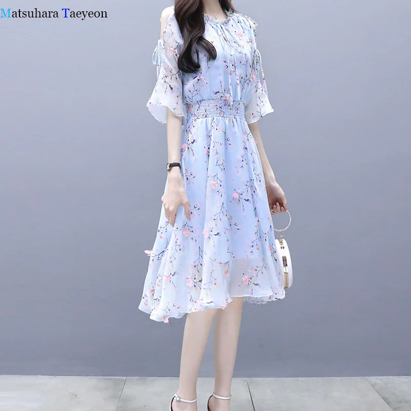 

Женское платье 2020, летнее шифоновое платье с цветочным принтом для девочек, асимметричные оборки, повседневное тонкое платье для женщин, мо...