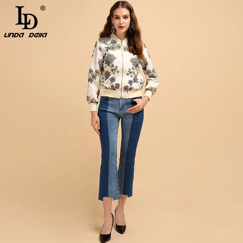 Женская винтажная куртка LD LINDA DELLA летняя Элегантная с длинным рукавом из