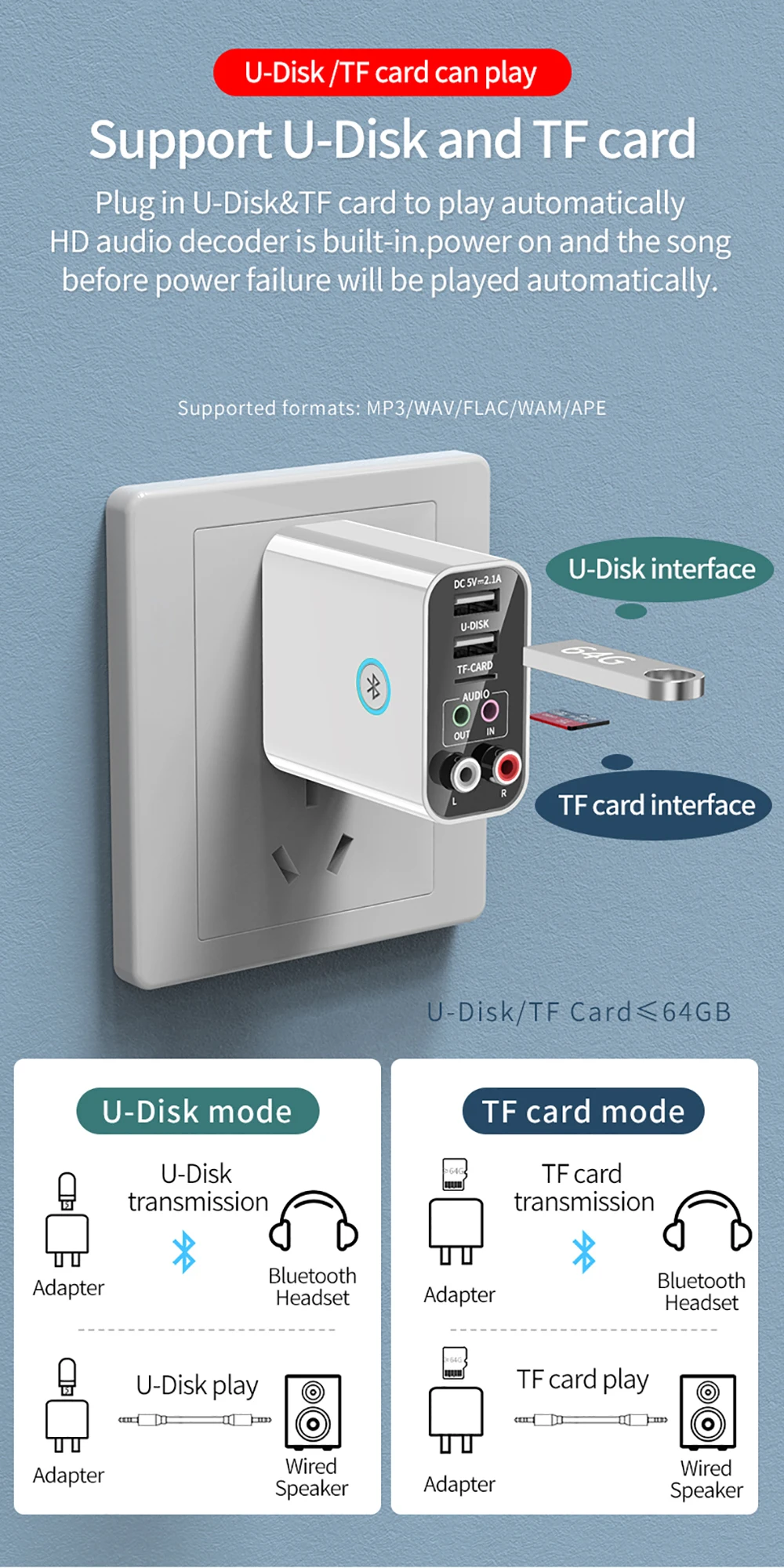 Tebe-transmissor 2 em 1 bluetooth 5.0, receptor